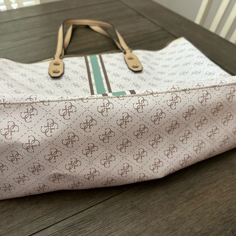 Elegant White and Tan Tote Bag
